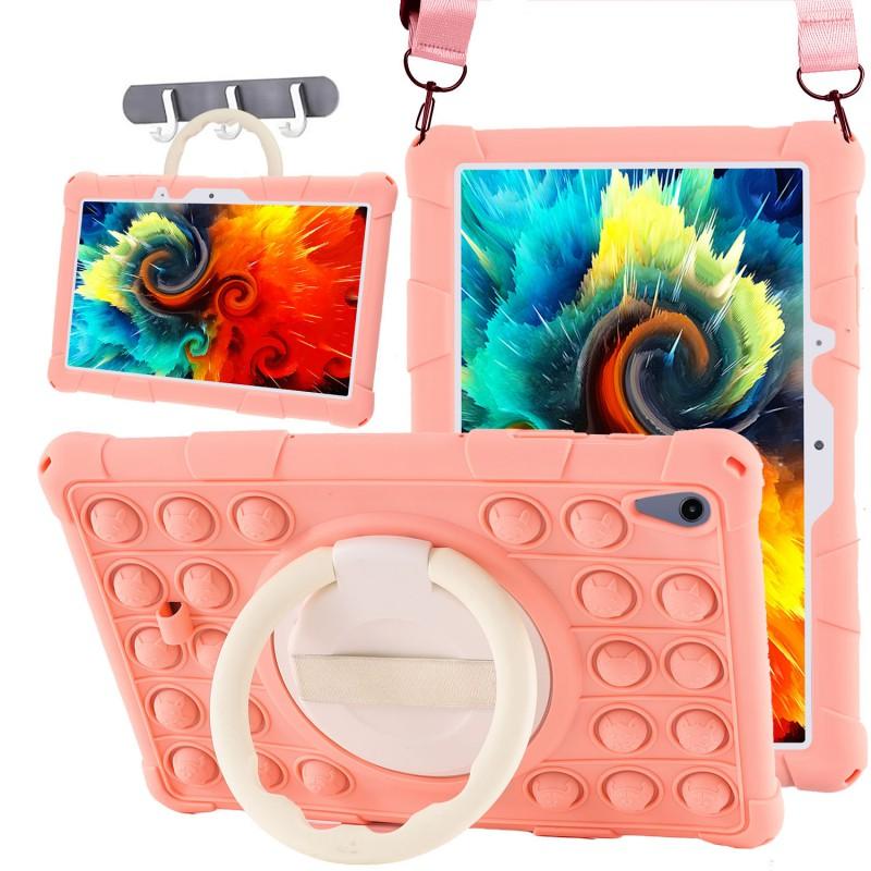 Silicone Protective Case With Rotating Handle Stand XiaoDu S12 Learning Tablet 10.1 Inch Cartoon Bubble Design