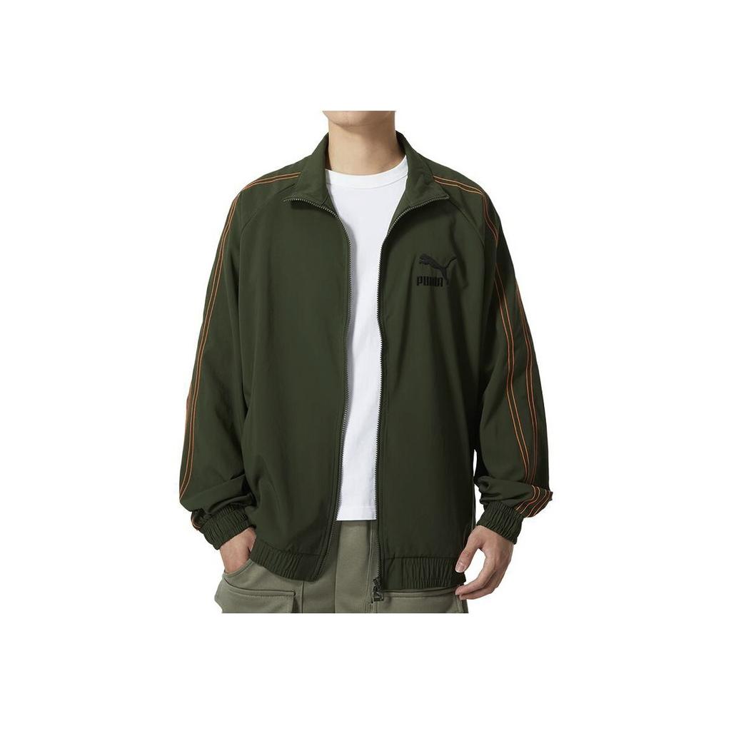 Puma Striped Breathable Casual Jacket Men Jackets Green 623023-31