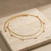 Fashion Women'S Necklace, Stainless Steel Bow Round Snake Chain Double Layer Stacked Necklace Nc-2524