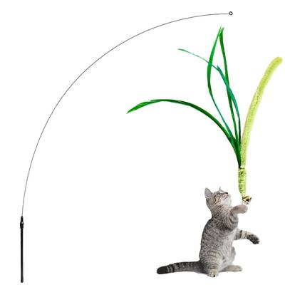 ZUNNY HJERBOF Katzenspielzeug, Langlebiger Katzen-Teaser, Imitation Hundskraut, Beinhaltet eine Angelrute, Interaktives Katzenspielzeug, Reduziert Stress und hilft Katzen, mehr zu bekommen