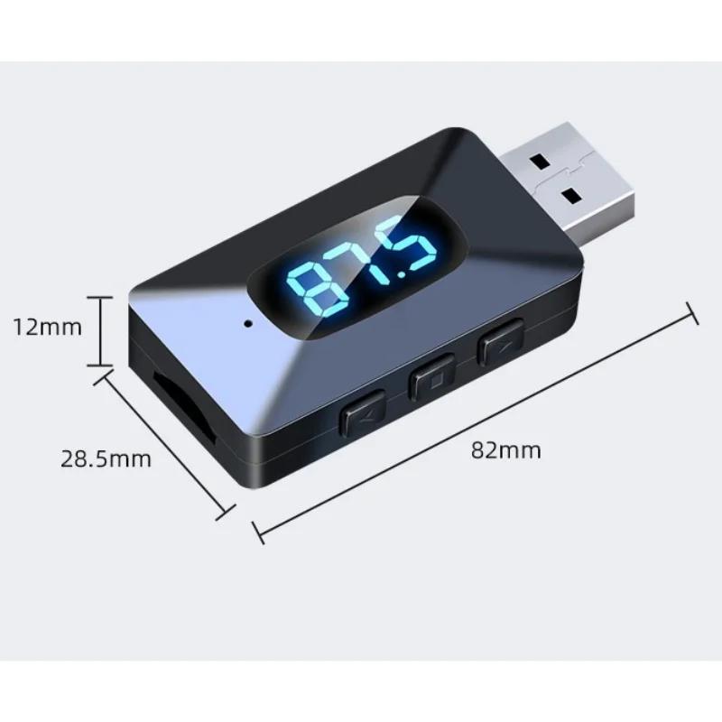 Bluetooth 5.4 FM Transmitter 3.5mm AUX & TF Card Playing Wireless Audio Adapter Hands-Free Calling With MIC HIFI For Car Radio