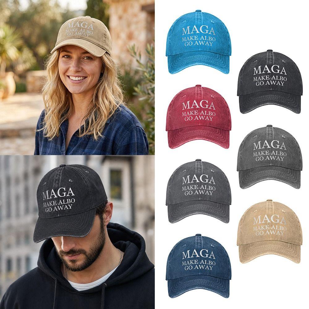 MAGA Make Albo Go Away Sun Hat Distressed Denim Snapback Hat Casual Dad Hat Outdoor