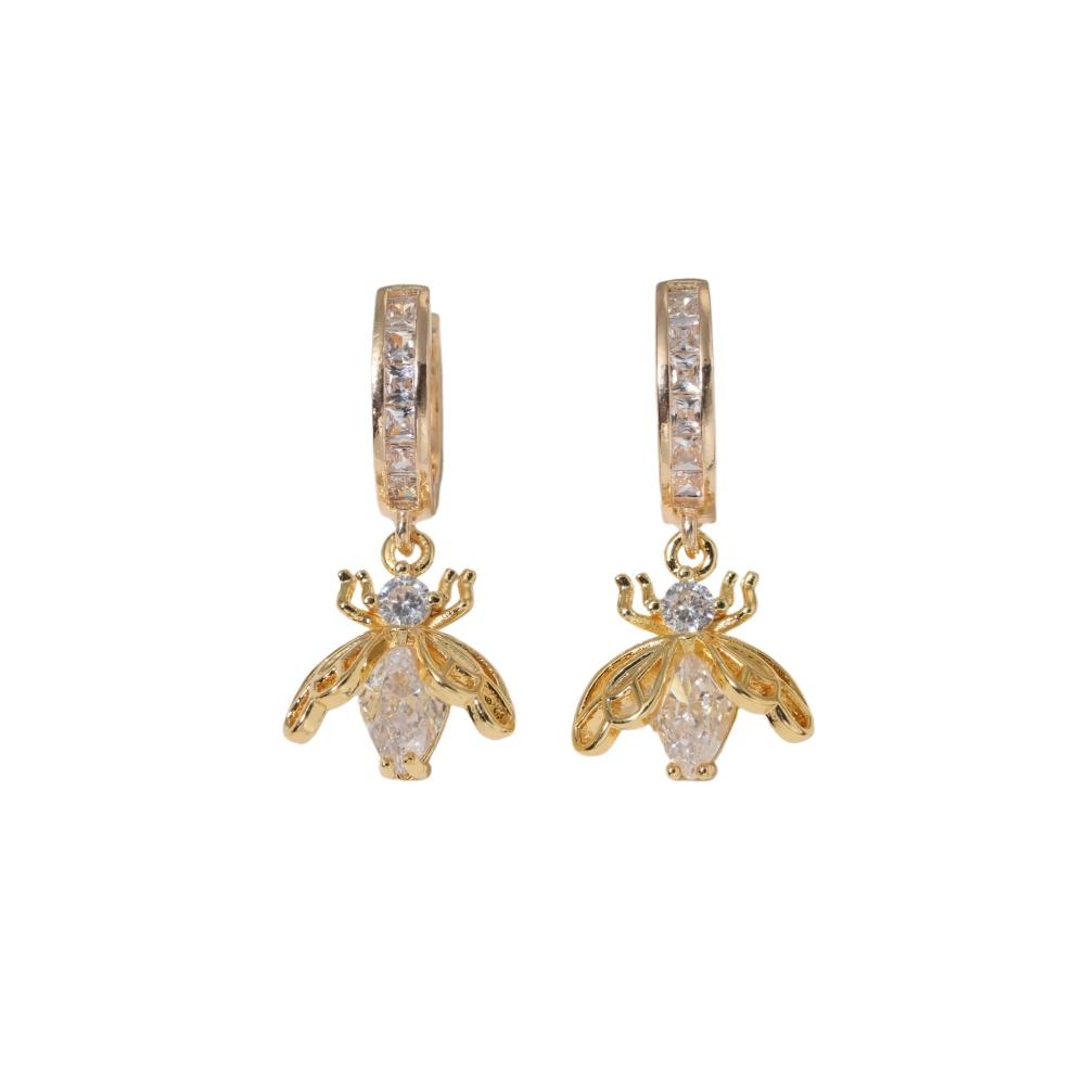 1 Pair Cute Little Bee Dangle Earrings for Women Zirconia Earring Jewelry Daily Wedding Party Accessories