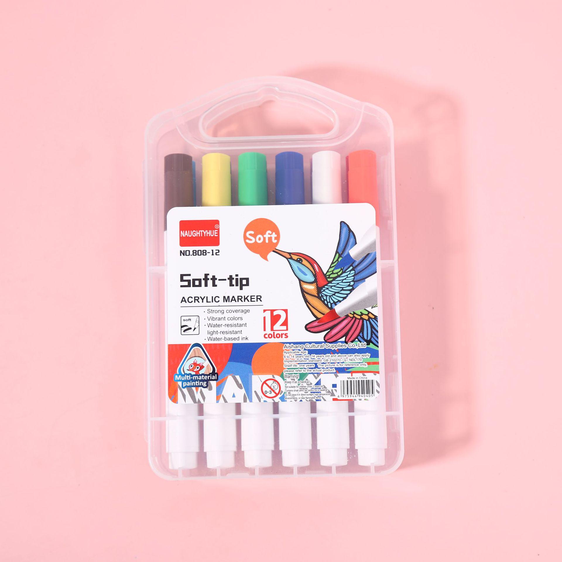 

Set of 24 Water-Based Acrylic Markers for Kids - Foldable Box, Stackable, Large Capacity for DIY & Color Painting