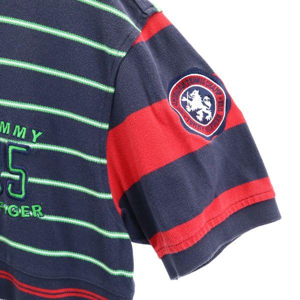 TOMMY HILFIGER Crazy Pattern Border Short sleeve Polo shirt Kanoko Remake Men's Used