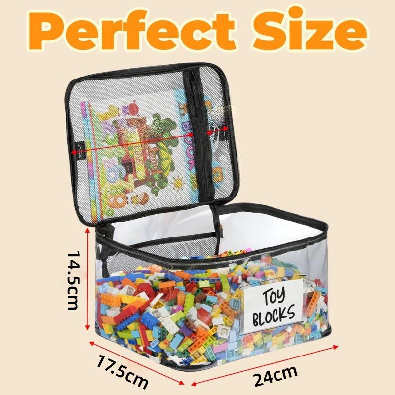 Transparent Pvc Mesh Zipper Toy Storage Bag Large Capacity Puzzle And Block Organizer Toy And Building Block Storage
