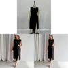 Elegant Black Sleeveless Knit Dress With High Waist For Office And Casual Wear
