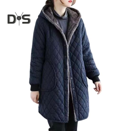 

Женская хлопковая куртка с капюшоном, толстая плюшевая подкладка, длинные рукава, однобортная, с боковыми карманами, ветрозащитная, сохраняет тепло, средняя длина, повседневная одежда для отдыха на природе XXXL темно-синий