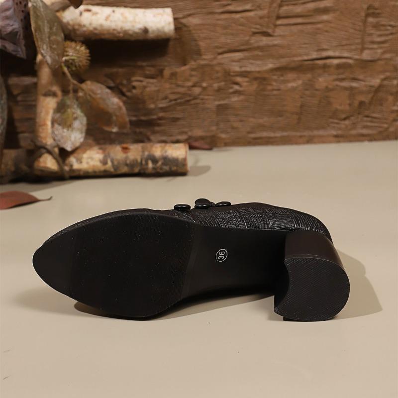 Dames Chunky Hiel Pointed Toe Korte Laarzen, Comfortabele Hoge Hak Schoenen, Verkrijgbaar In Grote Maten.