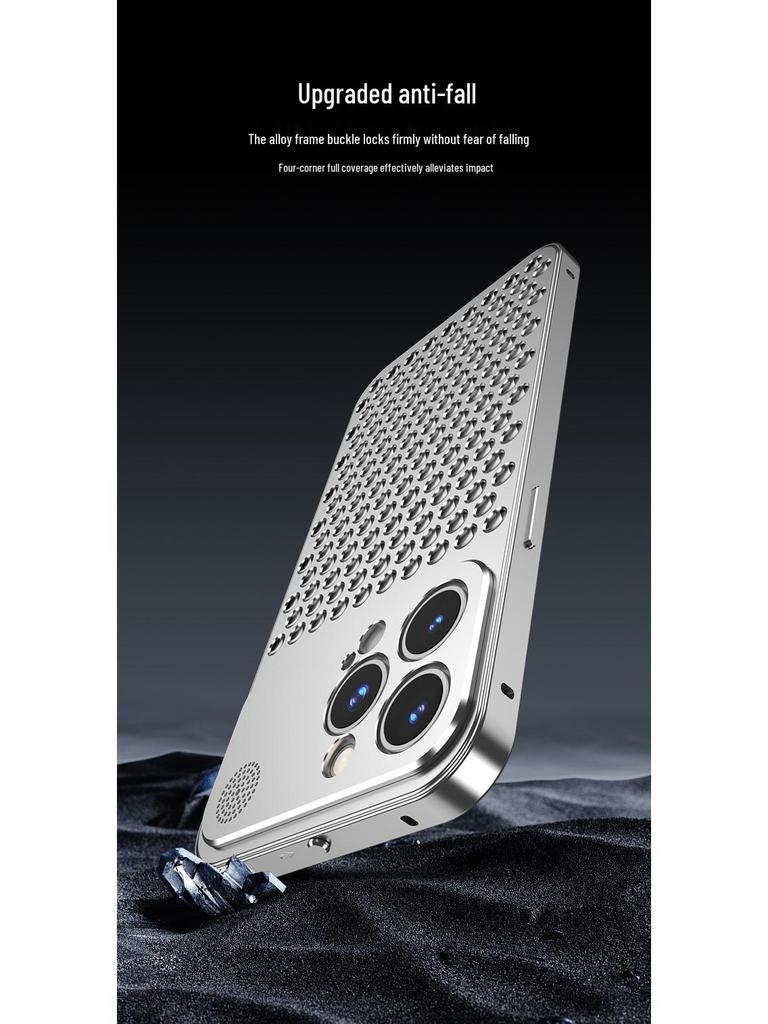 Heat Dissipation Snap-on Aluminum Case for iPhone 14 Pro/15/16/17 Pro Max with Aroma Diffuser
