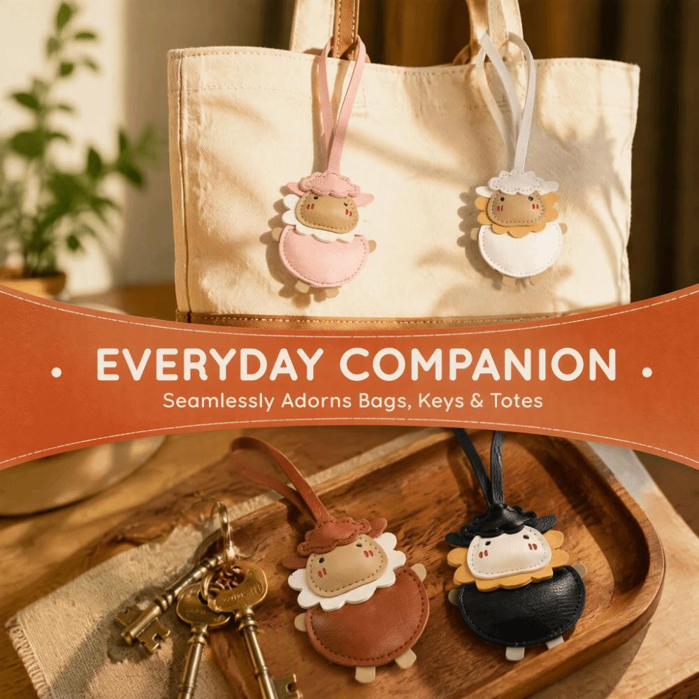 Cartoon PU Keychain Vintage New Year Pendant Fashion Sheep Bag Charm  For Women