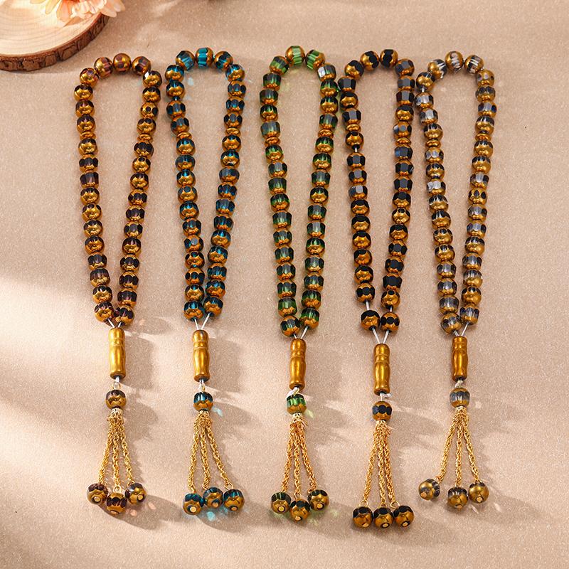 Islamiske Roseperler Bengal Arabisk Mote Herresmykker Bønneperler 10mm 33perler Tasbih Metall Tasbaha Muslimske Gave Tilbehør