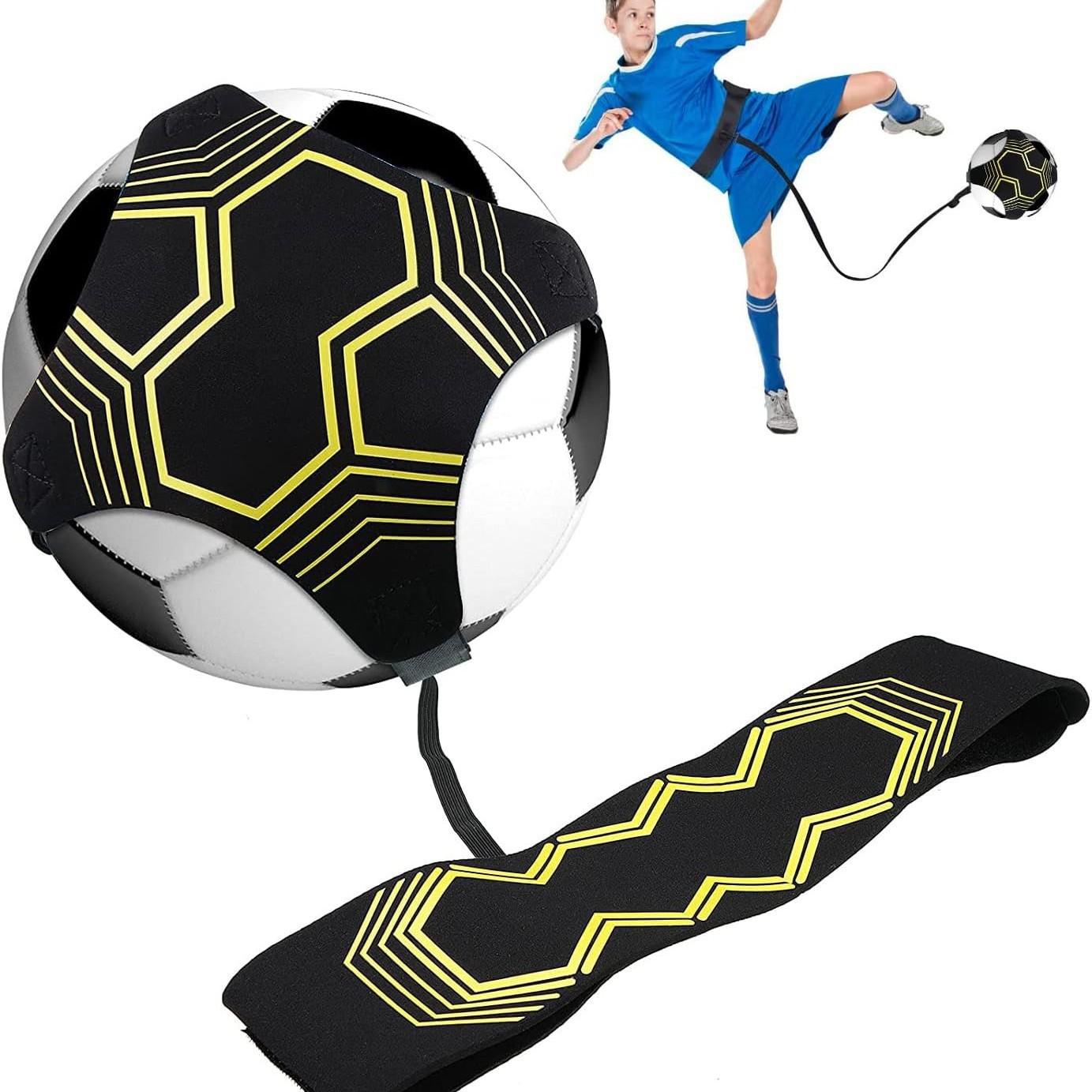 

Футбольный тренажер, Оборудование для упражнений по набиванию мяча, Эластичный вращающийся ремень, Сумка для набивания мяча, Детский вспомогательный тренировочный пояс для футбола black, one