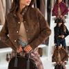 Dames Turn-down Kraag Lange Mouwen Rits Omhoog Cropped Jas Casual Kunstleer Suède Jas Bovenkleding