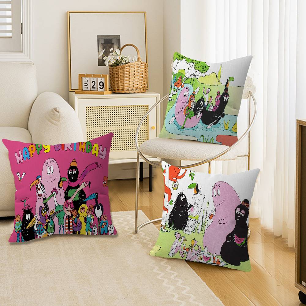 Les Barbapapa Family Anime Cushion Cover Pillowcase Upholstery Sofa Throw Pillow Home Decor Pillowcas
