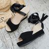 New Cross-strap Open-toe Woven Wedge High-heeled Sandals 2025 Fashion Foreign Style Fish Mouth Commuter Sandals