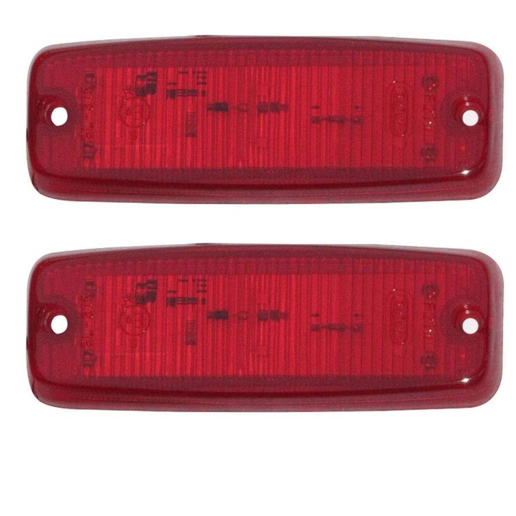 LED Side Marker Light Set 6 LEDs 12V Teardrop Marker Lamps (Red) | Universal for Trucks, Trailers, Lorries, Buses & Commercial Vehicles (Set of 2)