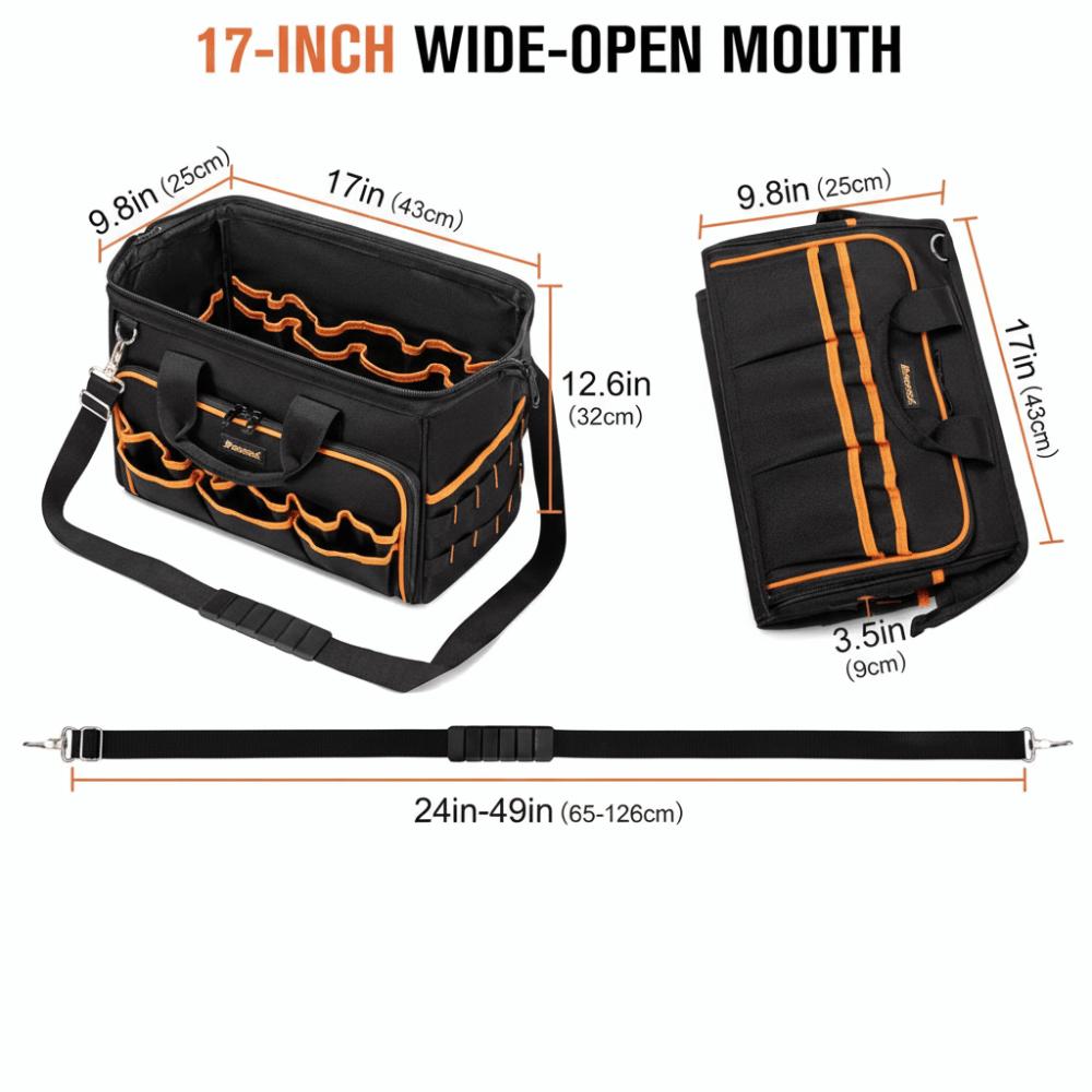 46-Pocket Design Electrician Tool Bag Large Capacity Power Tool Bag  Professional Use