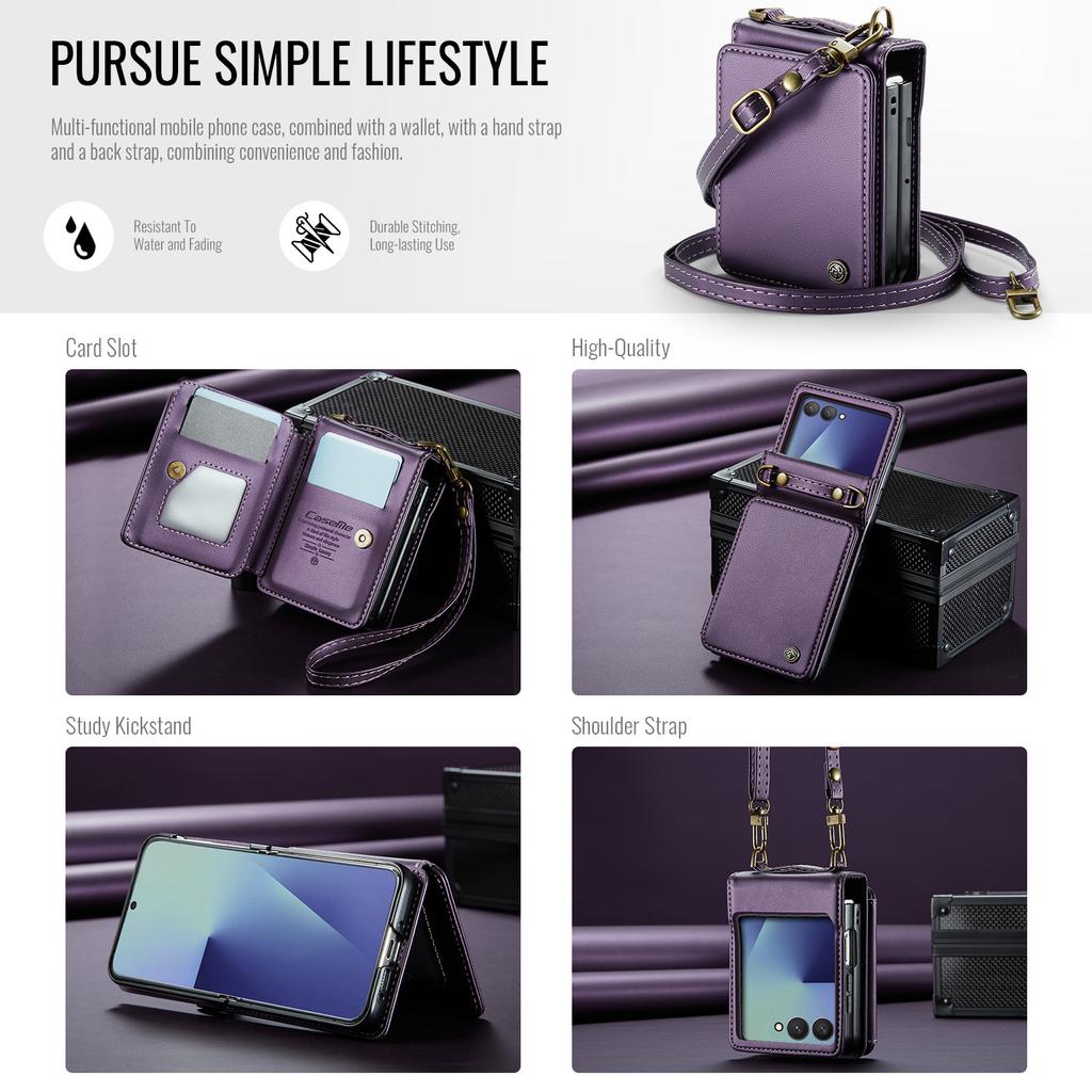 Suitable for Samsung Z Flip 30% off foldable screen phone case with crossbody strap protective cover and card slot stand for Z Flip8