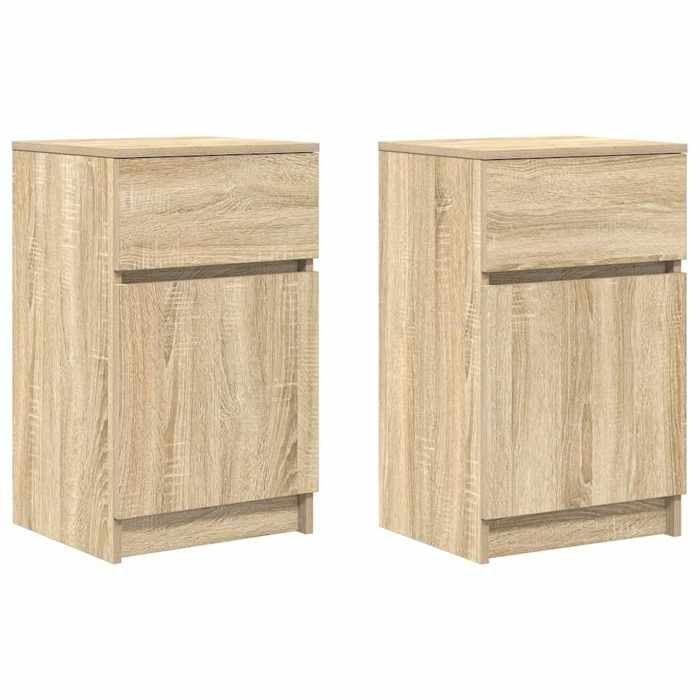 VidaXL Bedside Tables 2 Pcs Sonoma Oak 39x35x65 Cm Engineered Wood, Bedside Furniture, Side Table, Bed Cabinet, 861324