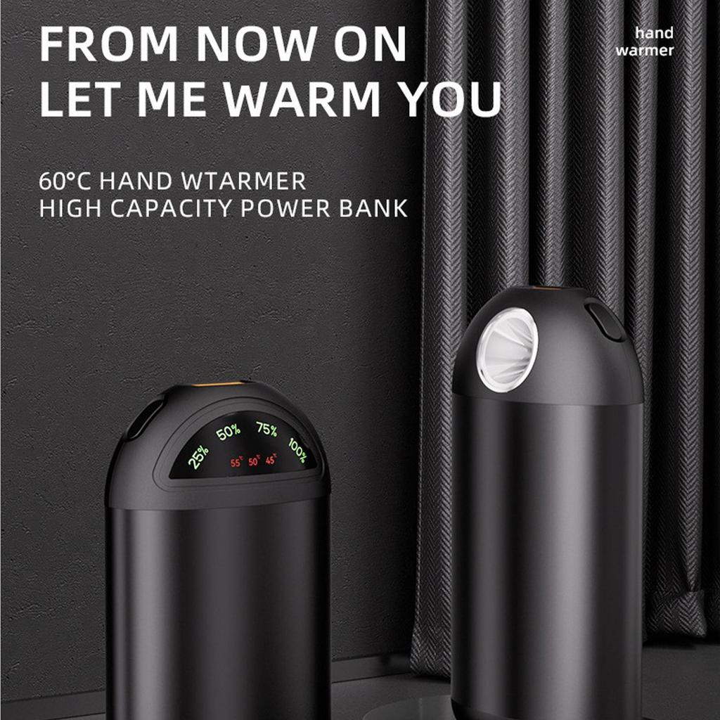 Heated Hand Warmers Rechargeable Hand Heater Power Bank 5000mAh With Lights Portable 3-Level Temperature Pocket Heater For