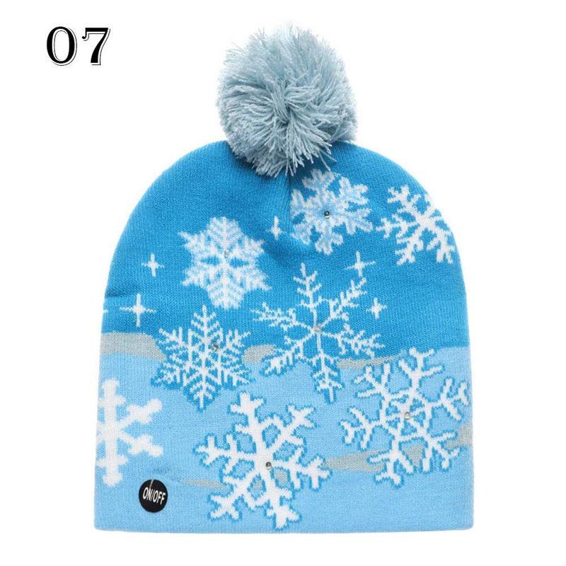 LED Christmas 3D Embroidery Image Unisex Winter Beanie Cap with Light Up Colorful LEDs for Beach & New Year