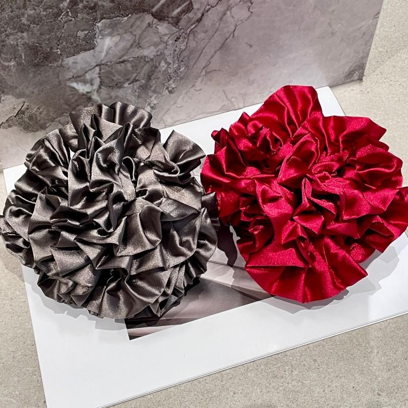 Korean Style MONA Floral Satin Pleated Scrunchie for Buns
