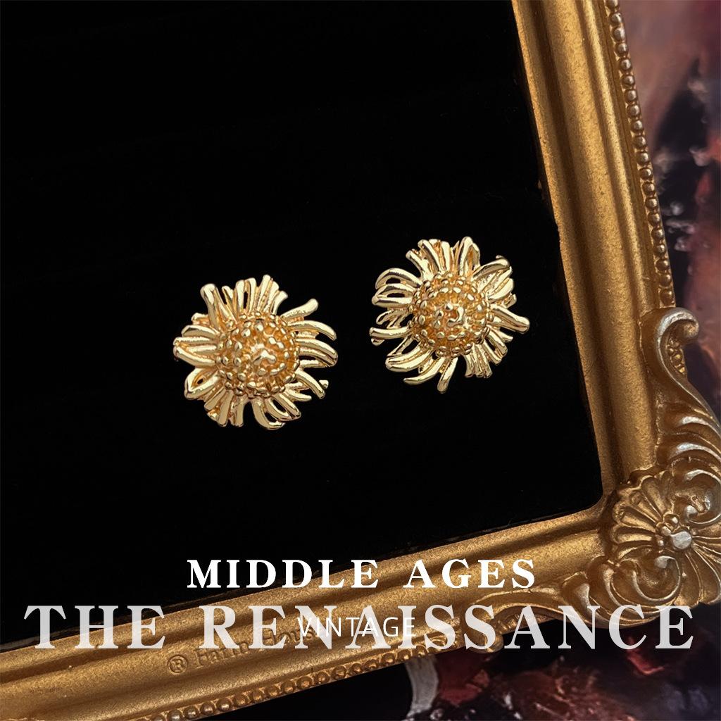 Маленькая морщинистая хризантема~ Легкие французские ретро серьги-цветы Персонализированные модные серьги