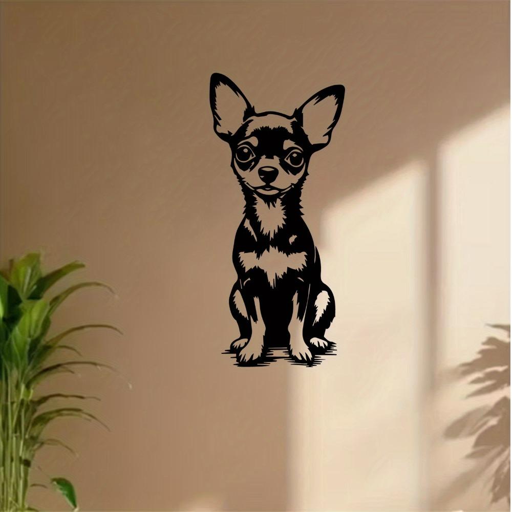 1pc Cute Chihuahua Metal Wall Art, Adorable Dog Statue Mural, Durable Decor for Home Walls Garden Fence, Christmas Easter Gift for Pet Lover
