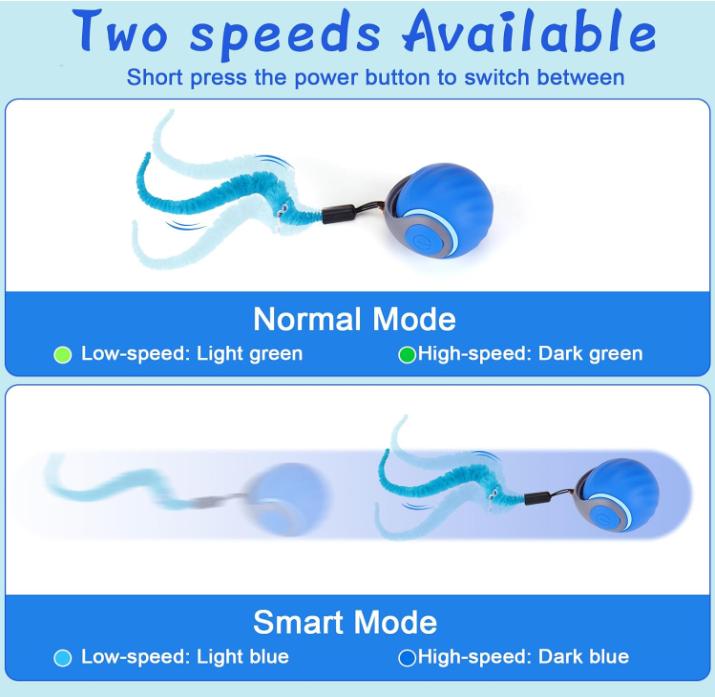 Cat Interactive Ball Toy Electric Cat Ball Toys Automatic Rolling Ball Faux Tail Rechargeable Smart Pet Interactive Toy Dog Cat Training Imitate Mouse