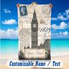 Decorative Artwork Theme Beach Towel Personalized Custom Name & Text Soft Quick Dry Beach Towel for Swimming Travel