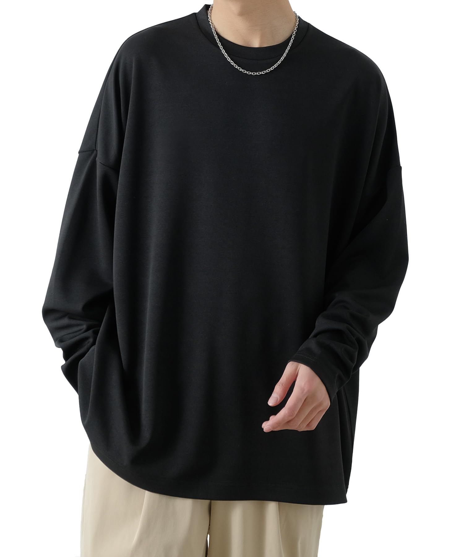 

Improves Men s Ponte Dolman Long Sleeve T-Shirt, 50419, Black/Off White