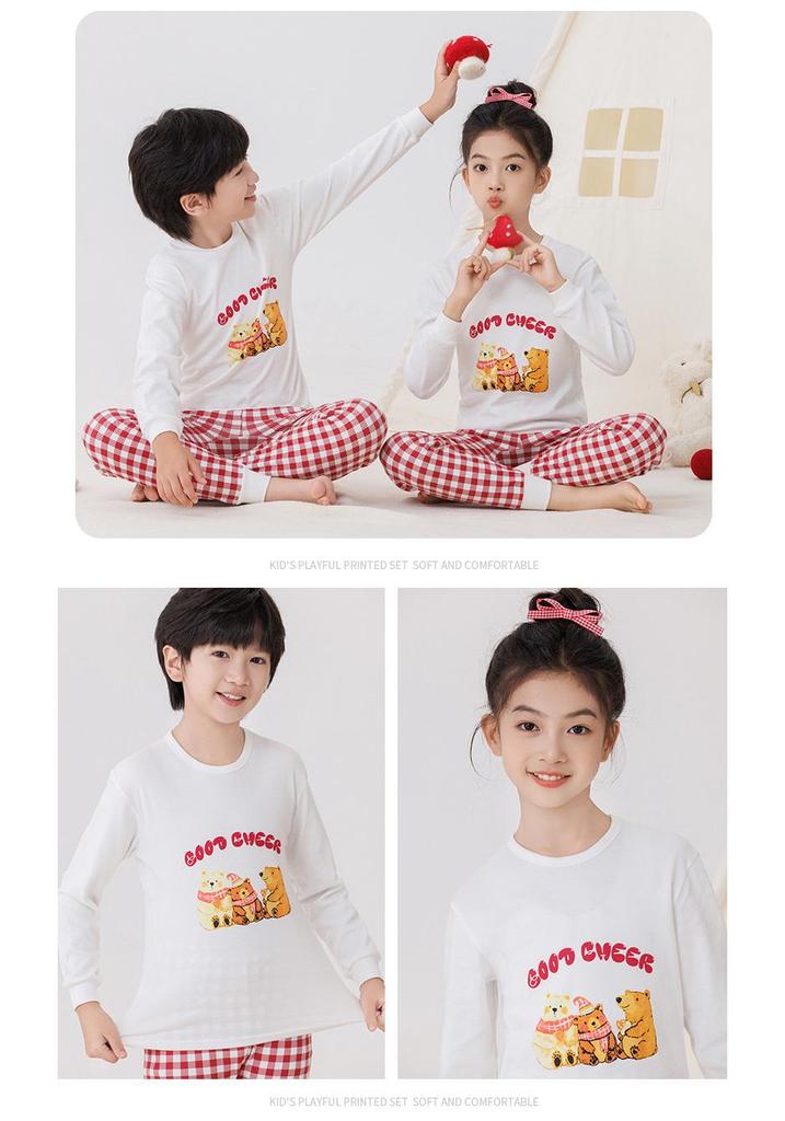 Kids' Pure Cotton Long Johns Set - Warm Autumn/Winter Thermal Underwear for Girls and Boys