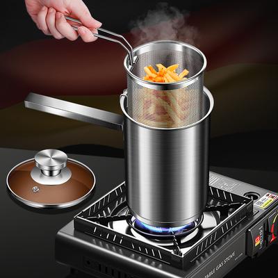 Friteuză mică de uz casnic cu filtru Friteuză germană din oțel inoxidabil 304, înălțată și adâncită, tigaie care economisește ulei, vase adânci de bucătărie