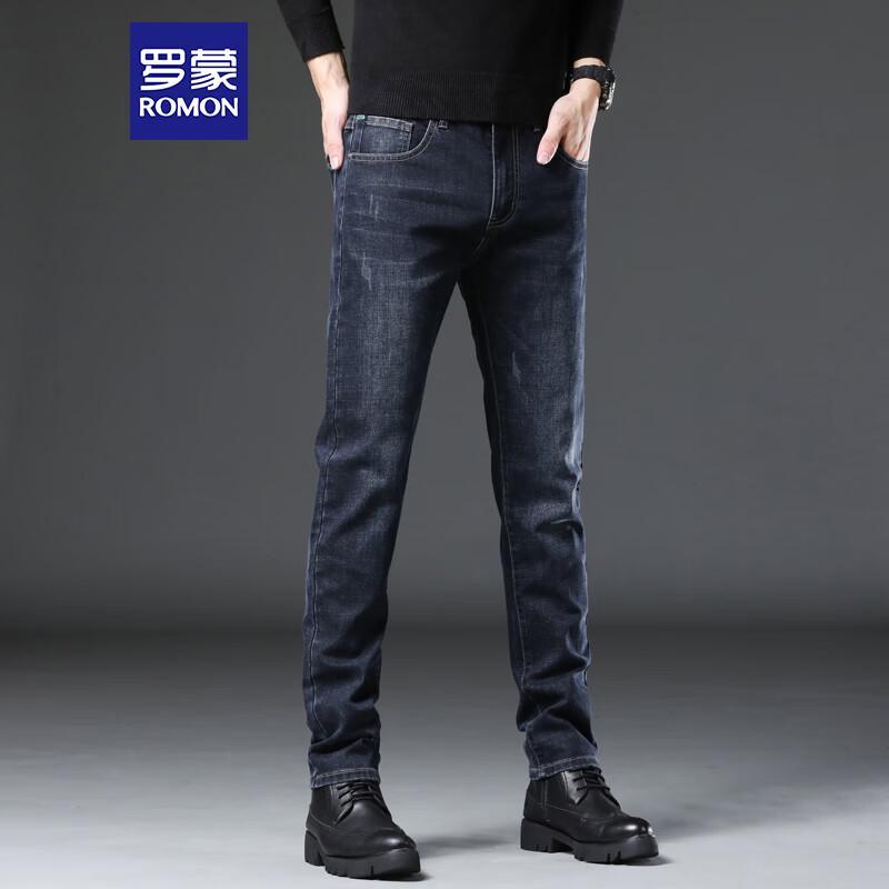 ROMON Men's GZ22 Slim Straight Business Casual Jeans