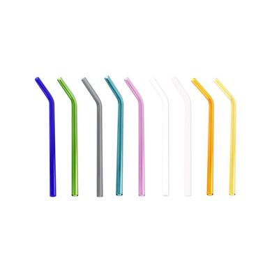 1 Stück Glasstrohhalm, 180 mm x 8 mm, wiederverwendbare Ellenbogen-Strohhalme aus Glas, umweltfreundlich, hitzebeständig, Glasstrohhalme für Smoothies und Cocktails