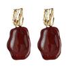 Ancola Red Drop Earrings: Women's Retro Chic, Fair-Skin Enhancing, Luxury Ear Jewelry.