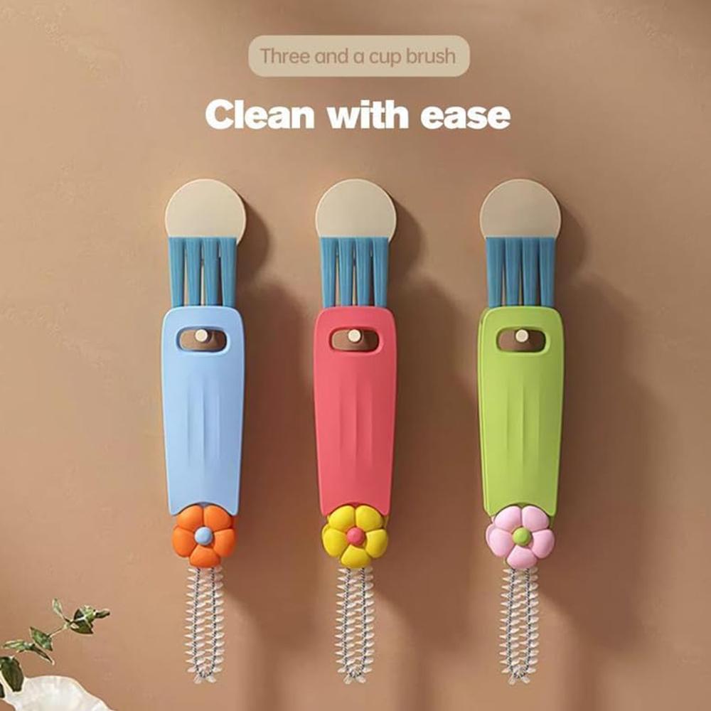 3pcs 3 In 1 Multifunctional Portable Cup Lid Cleaning Brush