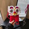 New Handmade Kintted New Year Shoulder Bag Personality Red Color Spring Festival Coin Purse Crossbody Bag