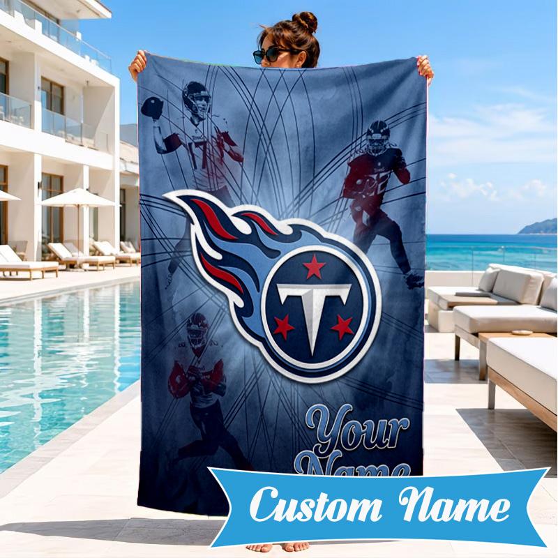 Custom Name Tennessee Logo Art Personalized Microfiber Beach Towel, Quick-Dry, Ideal for Summer Travel, Beach Essential, Swimming