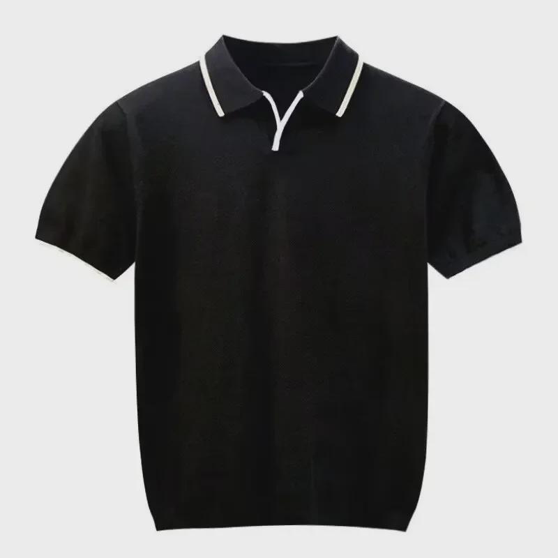 Men's Summer Slim Fit Ice Silk Polo - Short Sleeve, Pure Color, Casual Korean Style