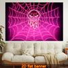 1pc Stylish 2D Flat Printed Wall Tapestry, Spider Web, Gothic Heart, Neon Pink. Colorful Aesthetics, Bedroom Aesthetics, Suitable for Living Room, Bed