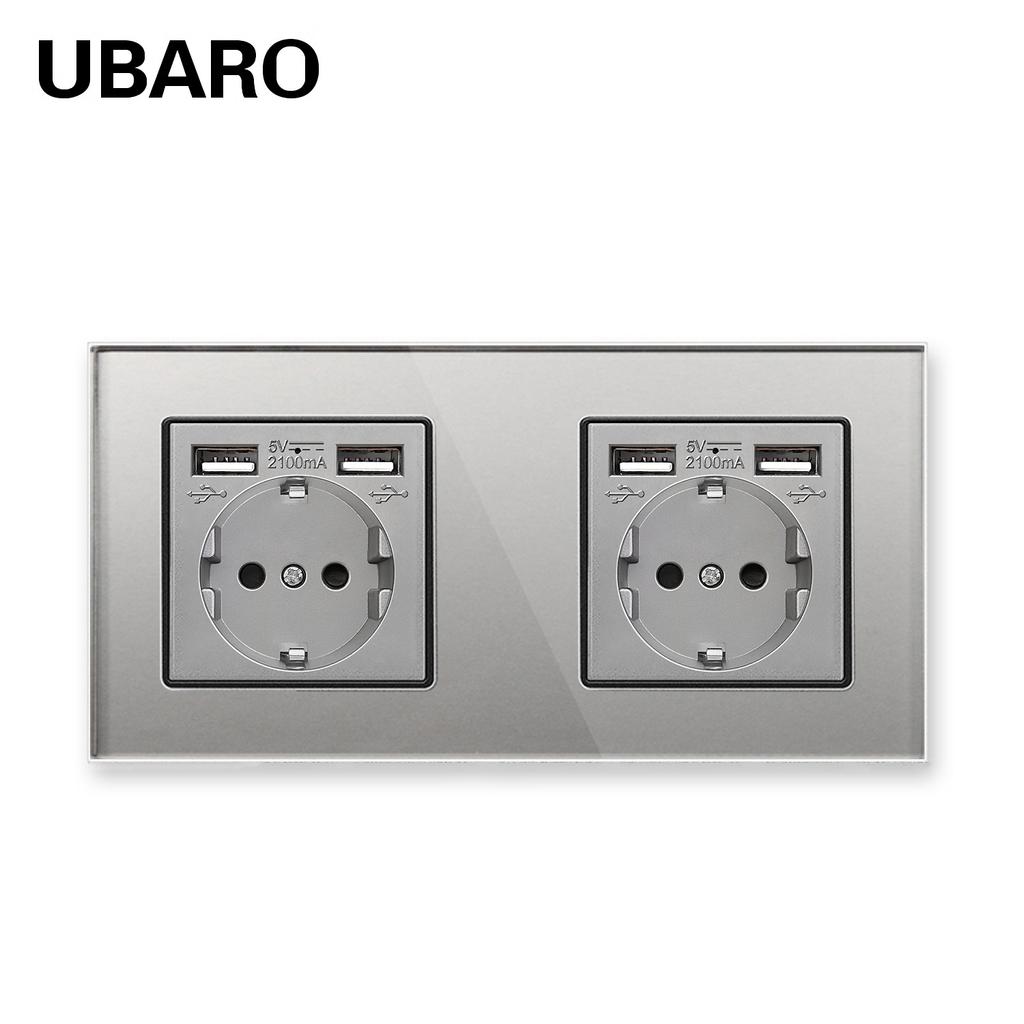 Bseed Europe Russia 16A Wall Power Socket White Black Grey Gold Crystal Glass Panel Plug Electrical Outlet for Home Improvemet