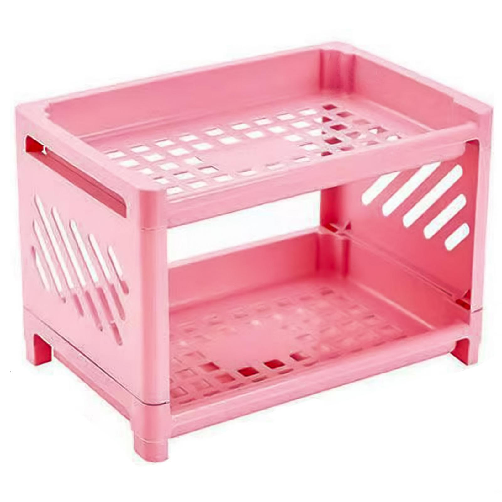 

2-Tier Desktop Storage Rack Organizer Multifunctional Plastic Shelf Makeup Organizer for Storage Cosmetic Skincare Perfume розовый