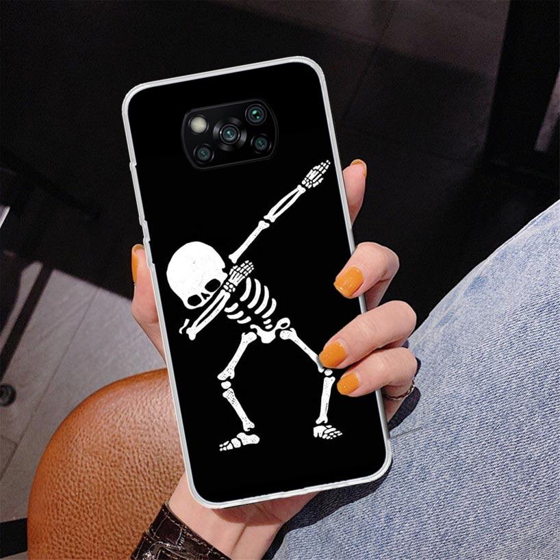 Spooky Skull Funny Dance Skeleton Phnoe Case for Xiaomi Poco X5 X6 X7 Pro X4 Gt F7 Ultra M8 M7 Redmi 15C 15 13C 13 12C 12 Unique