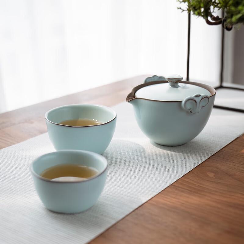 Edenus Ceramic Portable Tea Set - Powder Green Glaze