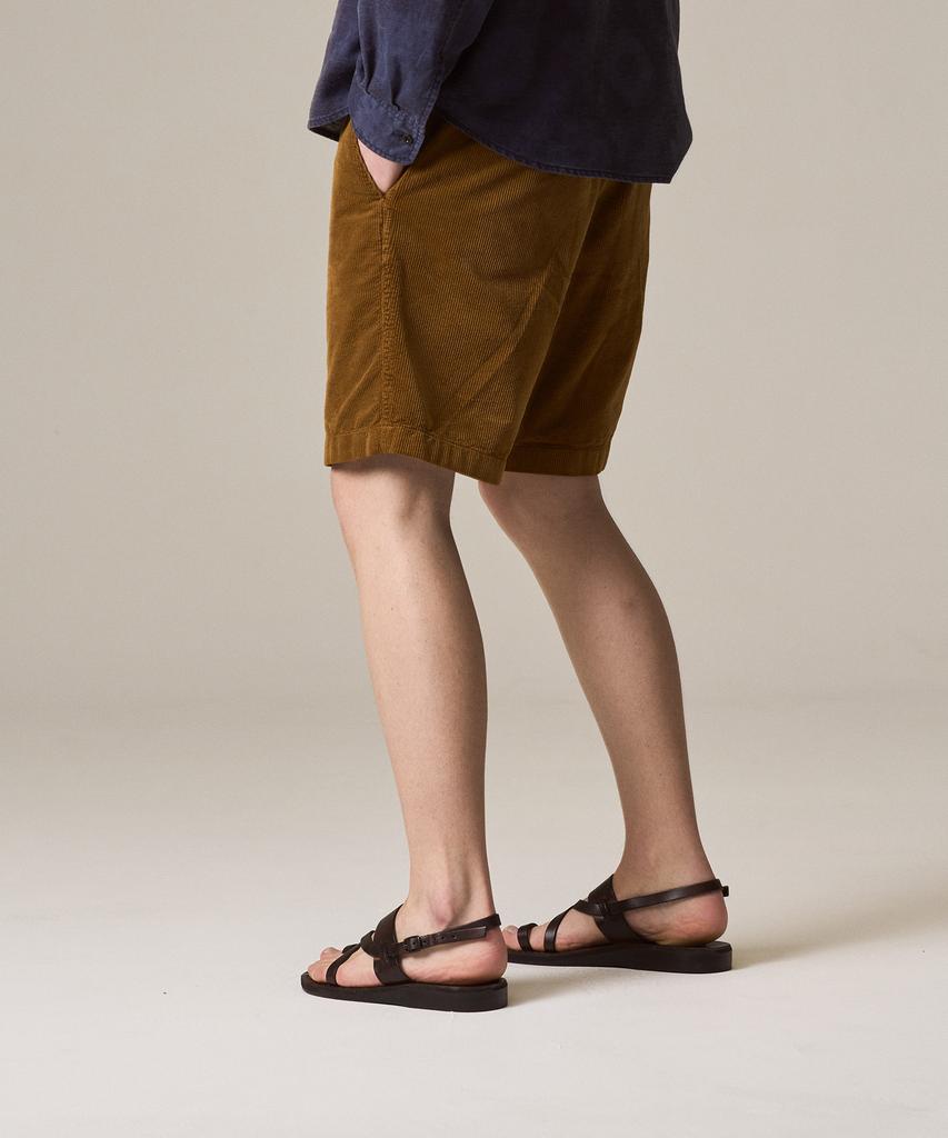 Laijeuaenbillou Garment-Dyed Summer Corduroy Shorts Brown