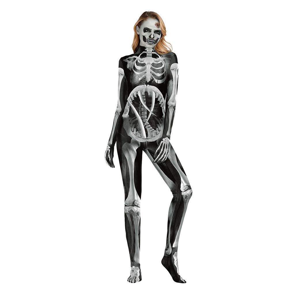 Halloween Human Skeleton Adult Jumpsuit with Hands and Feet