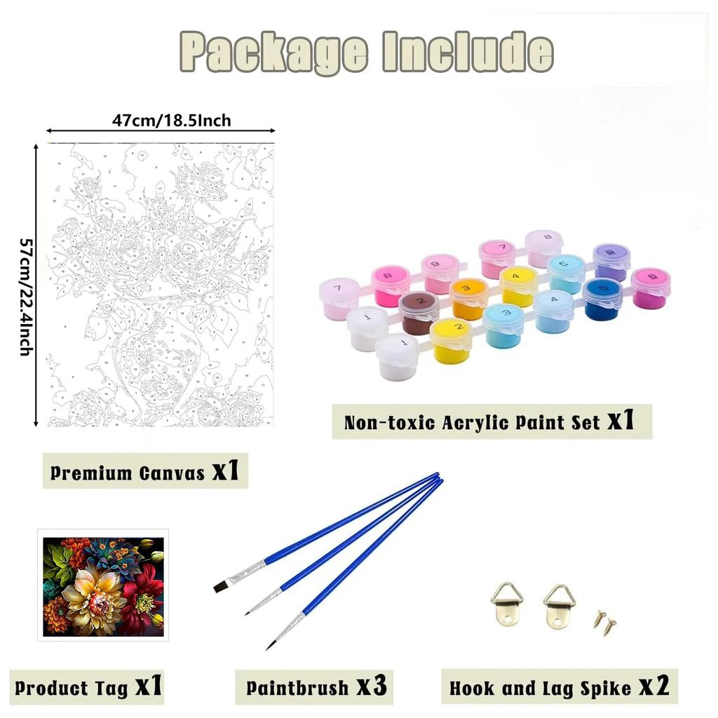 Flowers Number Painting Diy Painting Kit For Adults Paint By Numbers Canvas Acrylic Painting Custom Paint By Number Gift paint