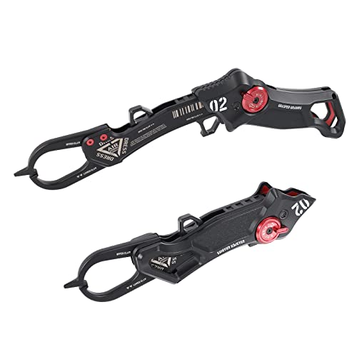 DRESS Fish Grip Grasper Gladius 2.0 Crimson Red, Folding Fishing Grip, Machined Stainless Steel, Compatible with Big Fish, Landing